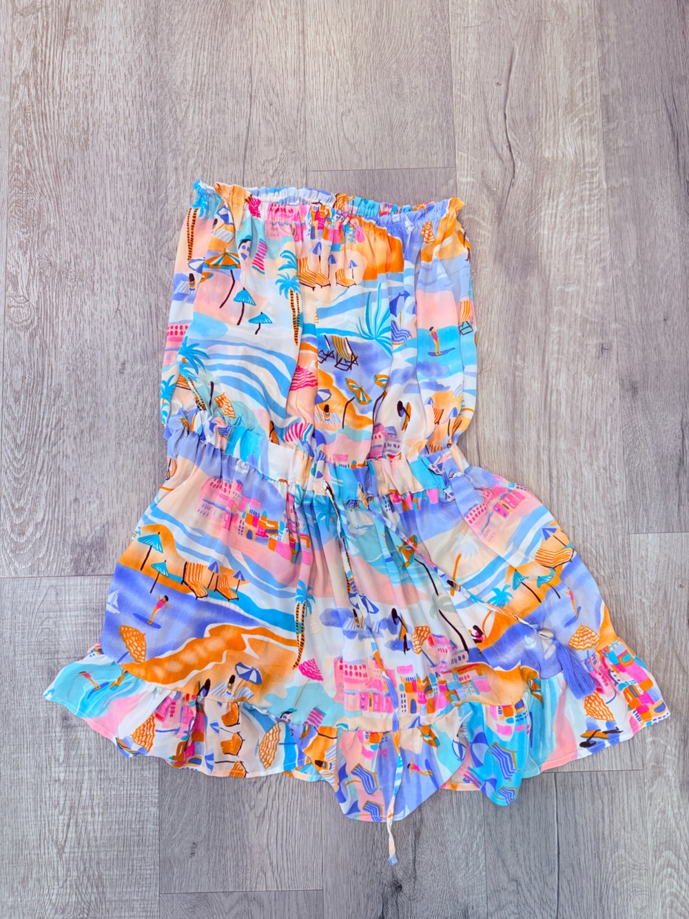 True destination beach costal tropical beach scene tube top dress large